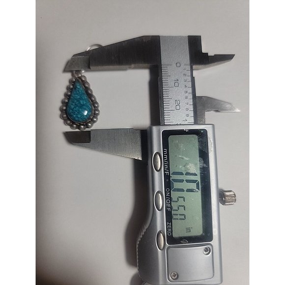 Sterling Silver Mexican 925 Turquoise Chip Earrings Teardrop Mex M2-19 Signed - Picture 7 of 8